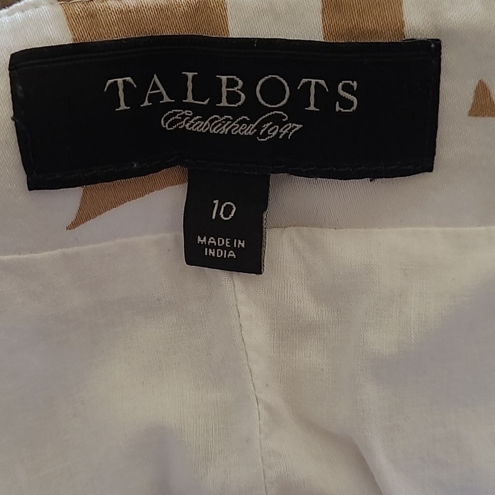 Talbots Tan/White Tropical Print Pleated Skirt Size 10 - Picture 6 of 7